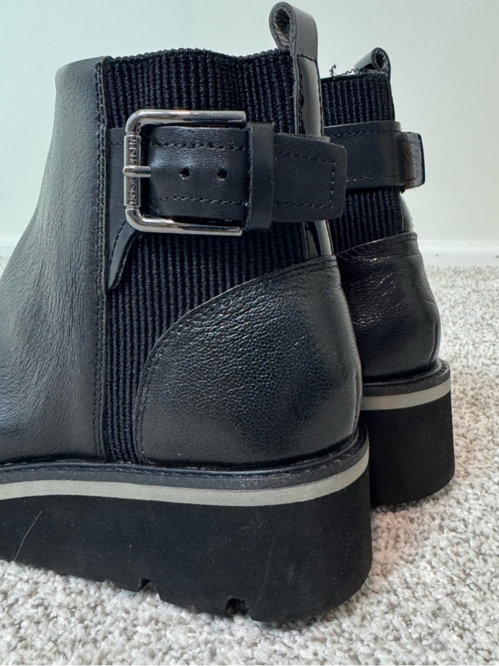 Donald J Pliner Tinsley Distressed Leather Wedge Bootie Black 7.5 Quiet Luxury - Picture 3 of 11